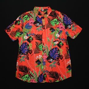 MTV Mens VTG 90s Style Floral Hawaiian Shirt Sz L